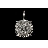 An 18ct white gold and diamond cluster pendant, diamond: 0.51ct