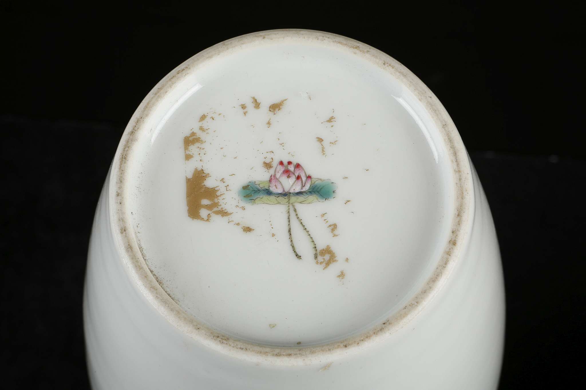 A BALUSTER FORM VASE.  Republican era, 1937.  Delicately painted with pink lotus flowers enamelled - Image 8 of 8