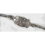 A pave set 18ct white gold bracelet with rope links