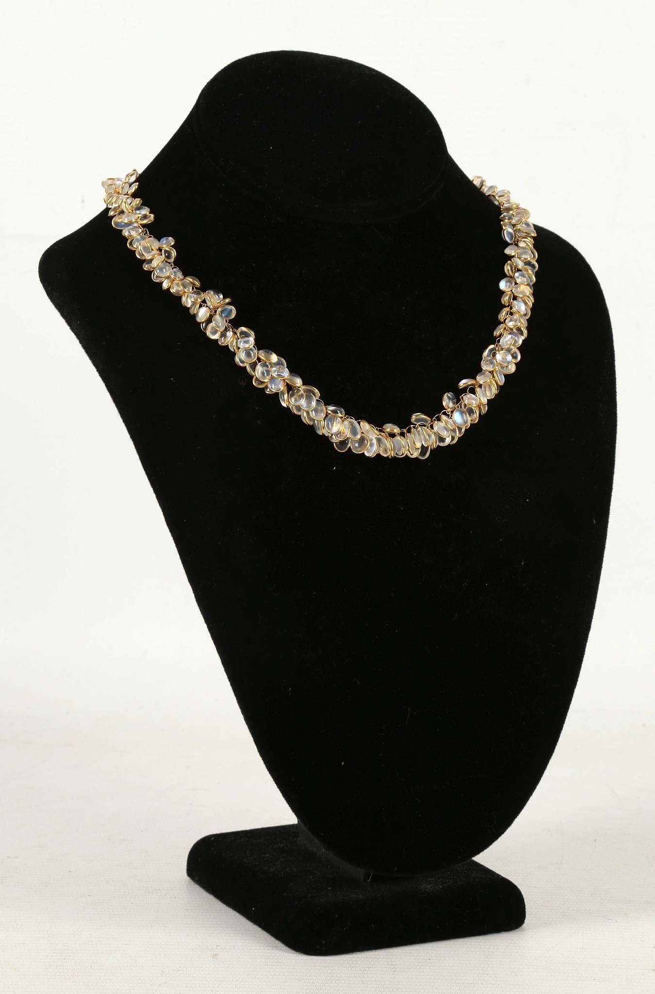 A 14k gold and moonstone cluster necklace - Image 2 of 2