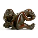 A JAPANESE BOXWOOD NETSUKE. Late Meiji.  Formed as