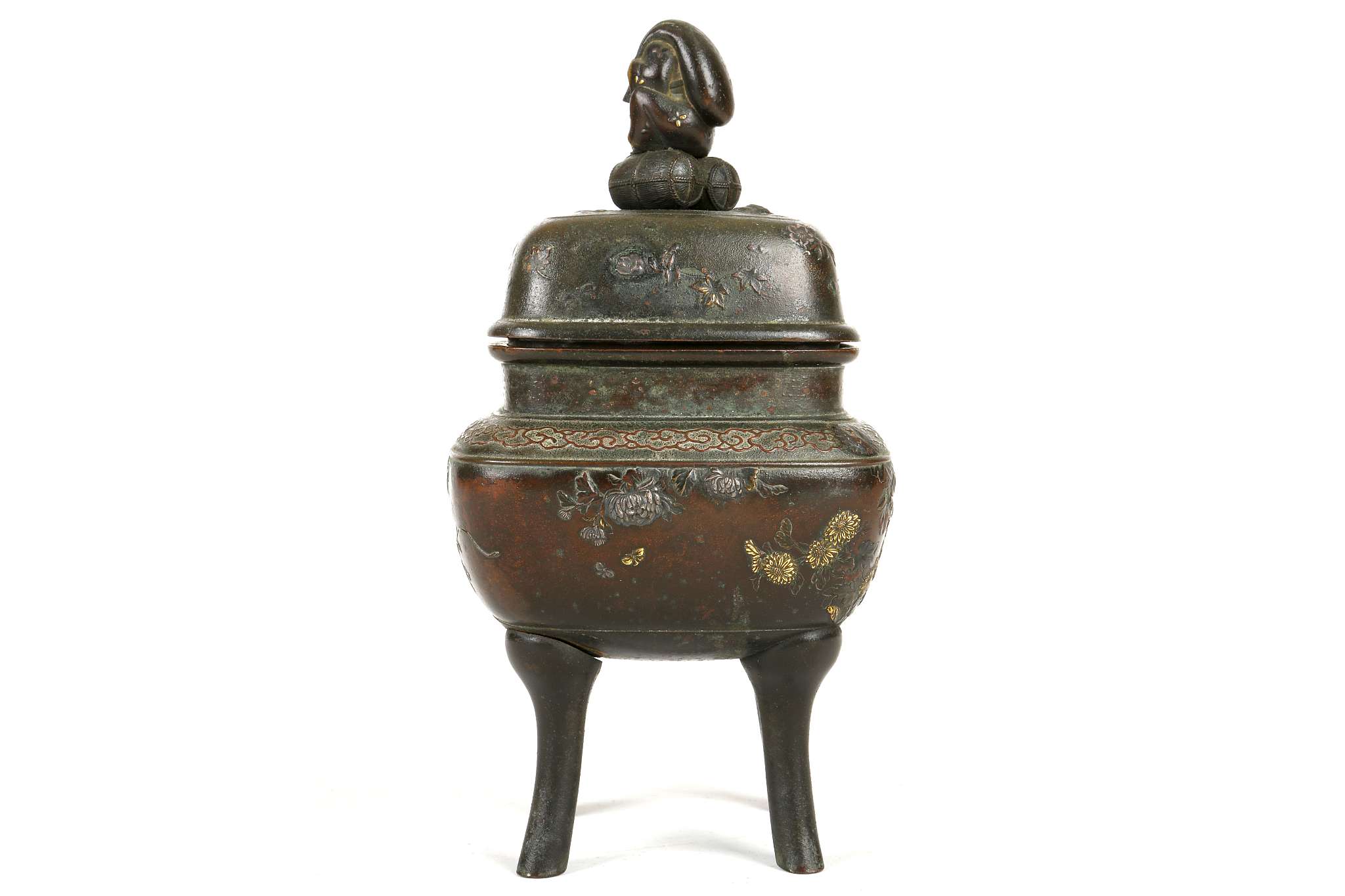 A JAPANESE BRONZE KORO AND COVER.  Late Meiji.  Of - Image 4 of 8