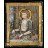 TWO MUGHAL STYLE MINATURES. One depicting a lady, the other with the tile inscribed on the