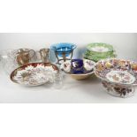 A miscellaneous collection of ceramics, glass and silver plated items, to include a part dessert