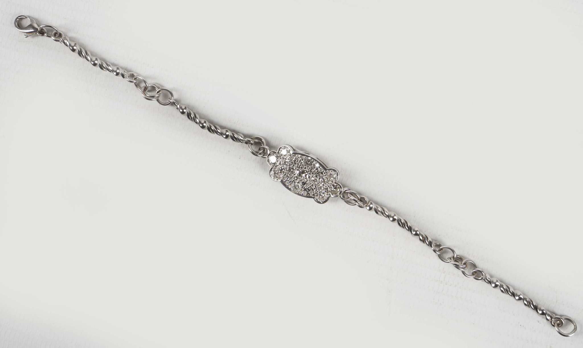 A pave set 18ct white gold bracelet with rope links - Image 2 of 2