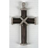 A 18ct white gold and diamond cross, set with black mother of pearl