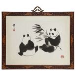 WU ZUOREN (1908-97). Two pandas. Signed Zuoren and with two seals of the artist, framed and glazed