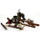 A miscellaneous selection of smoking related items to include Bavarian porcelain pipes decorated