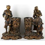 A pair of Austrian terracotta figures of musicians