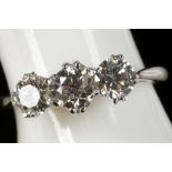 An 18ct white gold fine quality 3 stone diamond ring (1.08ct)