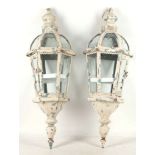 A pair of white painted hanging lanterns (2)