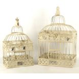 A cream painted bird cage and another smaller (2)
