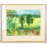 20th century British School, a large watercolour landscape with gouache, mounted and framed,