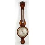 An Edwardian mahogany and inlaid stick barometer, retailed by J. A. Prile of Sudbury