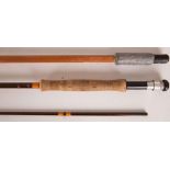 A Hardy Bros. 8½ft hollow glass lightweight trout fly or spinning rod (marked C.L. No. 6), sold