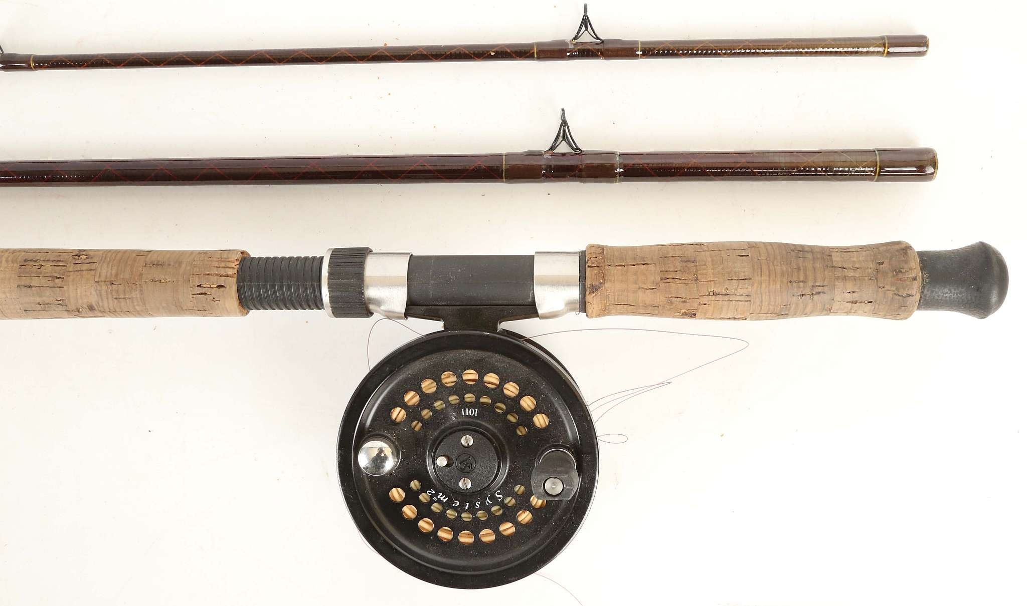 A 'Shakespeare Golden Fly Salmon, 1732, 390 carbon three piece fly rod, 'Aftma 8/10', 13ft, together