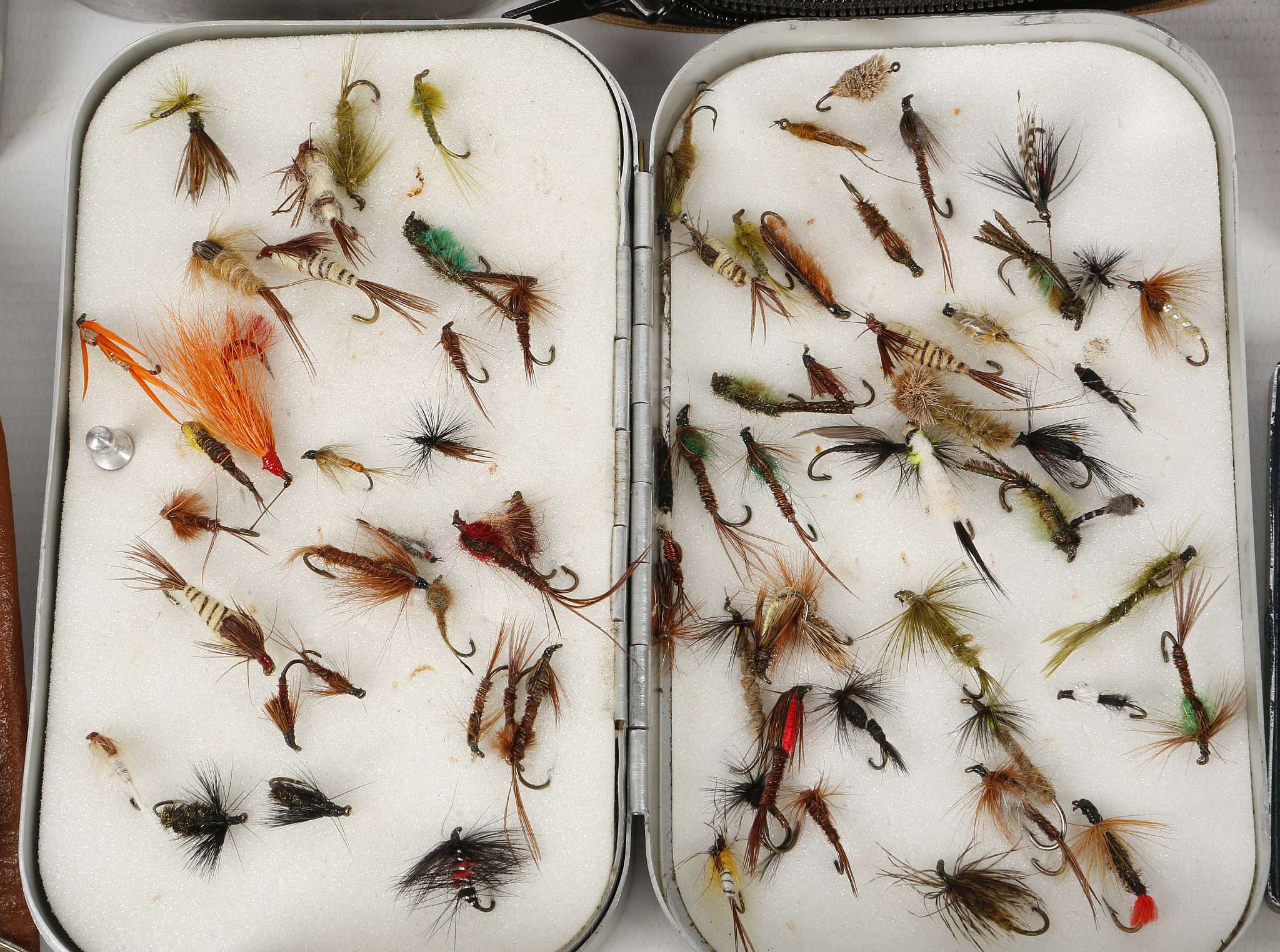 Ten various fly containers and collection of wet and dry filies, therein the container including - Image 3 of 5