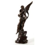 A 20th century allegorical bronze figural group of Cupid and Psyche, 66cm tall