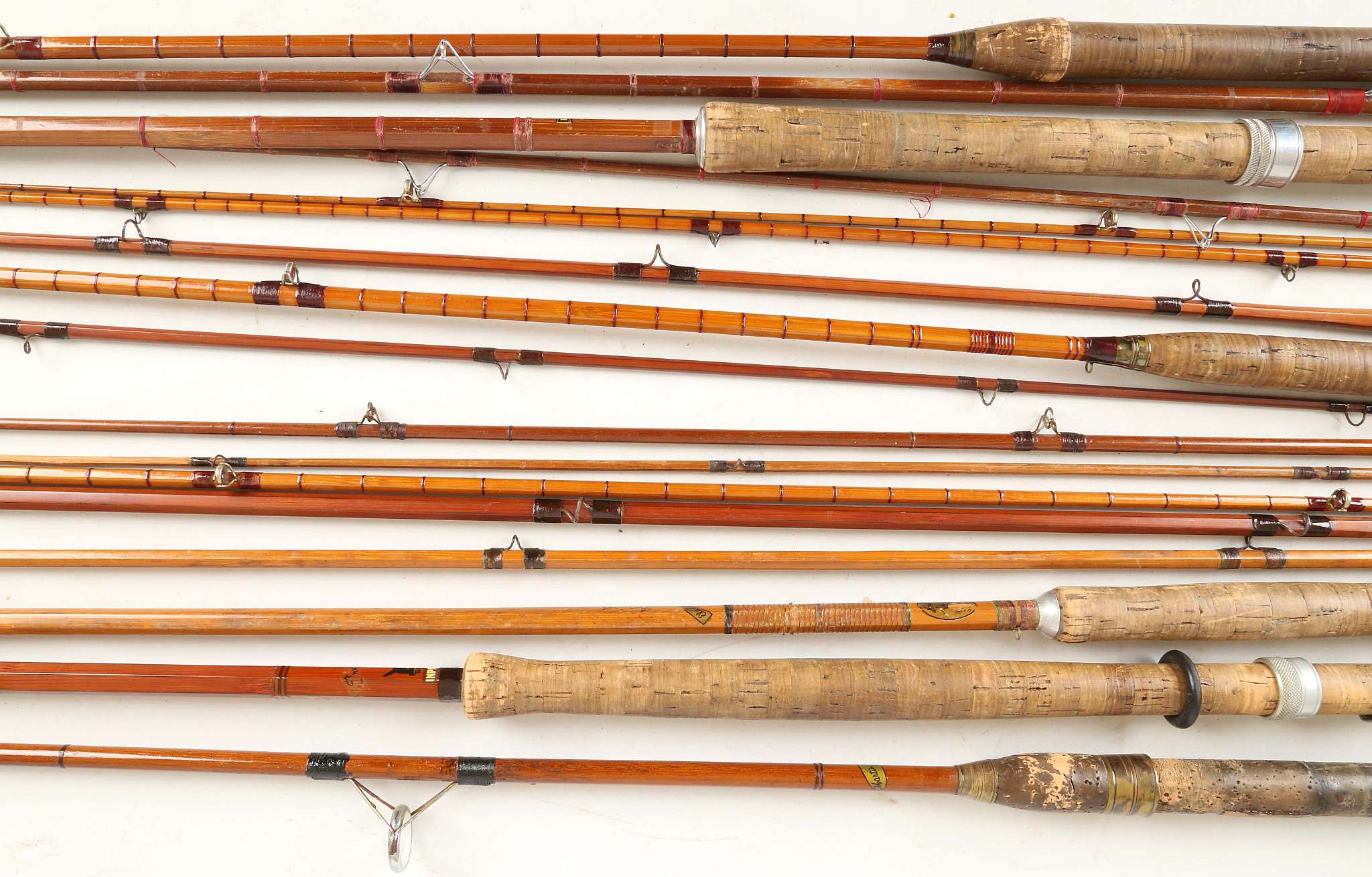 A selection of six collectable vintage rods that include a J.S. Sharp split cane three peice fly rod - Image 2 of 4