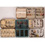 Two Wheatley metal fly boxes and contents of wet and dry flies, a metal box of dry flies for