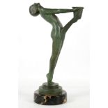 Le Verrier, an Art Deco French bronze green patina