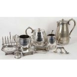 A late Victorian Sheffield silver plated four piece tea service, in the manner of Elkington, a small