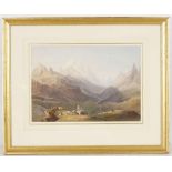 Attributed to Charles Frederick Buckley 1812-1869, 'Alpine Goatherds' watercolour, a fine
