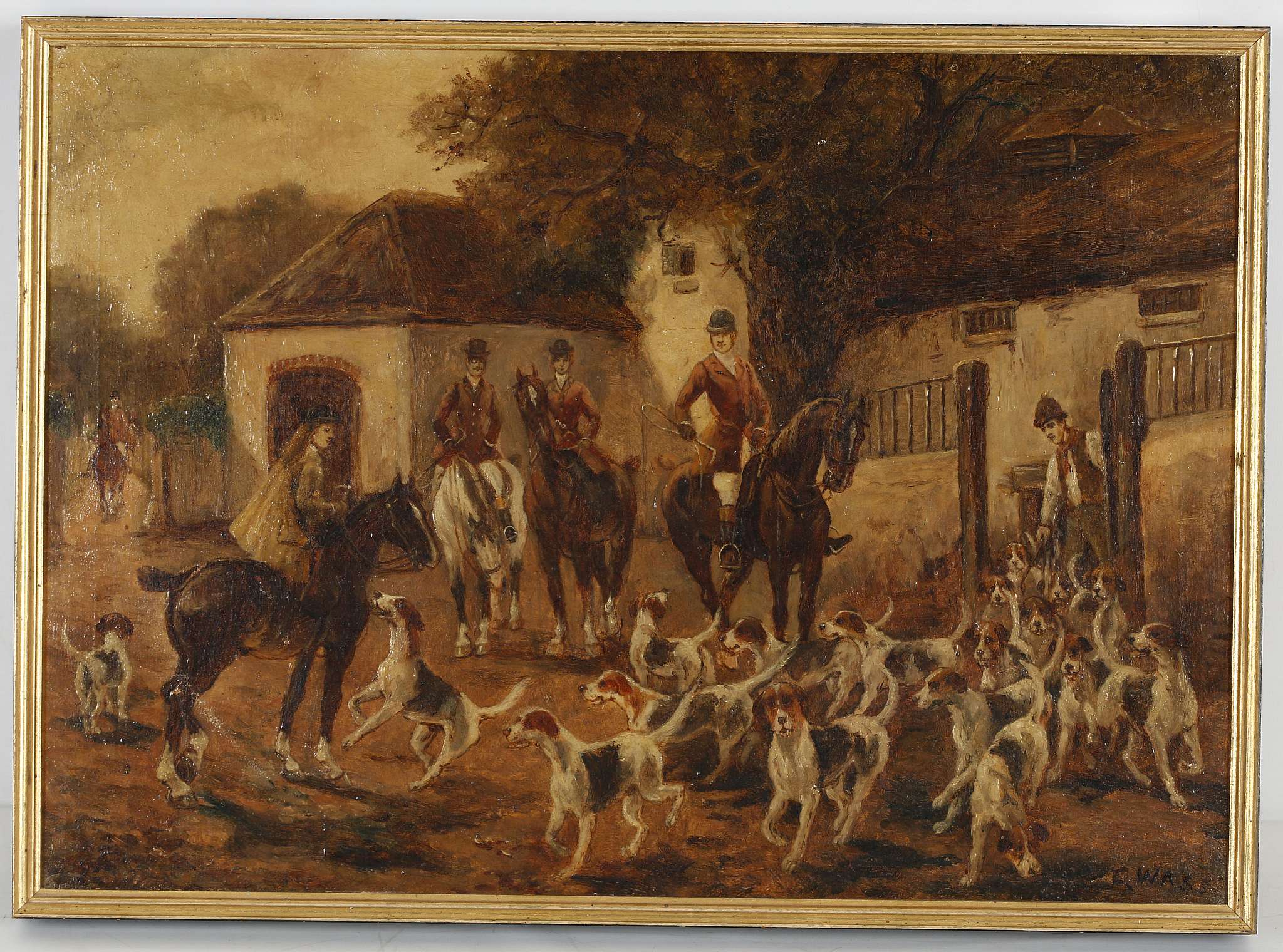 E. Wass, late 19th Century English, a set of four oil on canvas hunting scenes, each one signed, all - Image 8 of 23