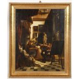 C. late 18th Century, 'In Rembrandt's Studio', oil on panel, with old Christies stencil number
