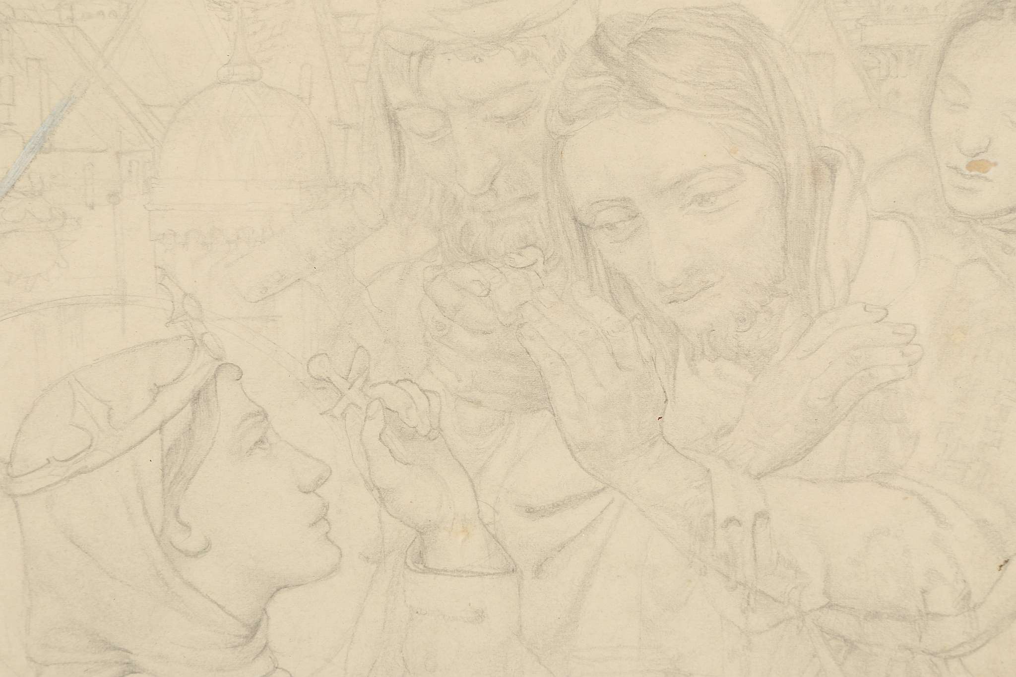 Noel Laura Nisbet R.I. 1881-1956, 'The Blessing', pencil with studio secession stamp lower right, - Image 4 of 8