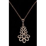 An 18ct rose gold and diamond set pendant on chain, diamond: 2.81ct