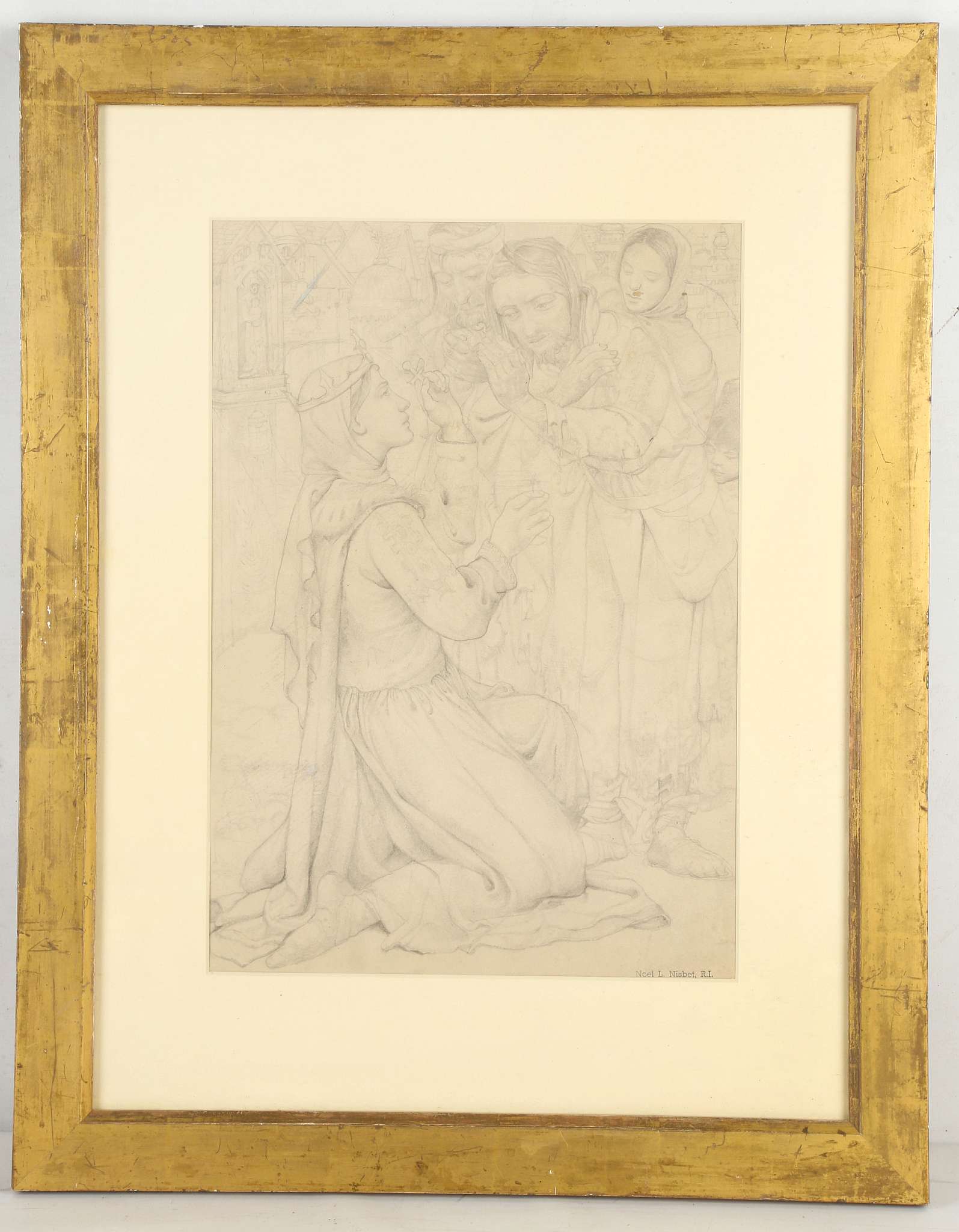 Noel Laura Nisbet R.I. 1881-1956, 'The Blessing', pencil with studio secession stamp lower right,