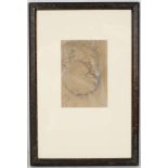 Frederick Shields 1853-1911, pencil drawing of a man's  head, monogrammed 'F.S.' lower left, mounted