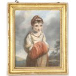 After Sir Joshua Reynolds, P.R.A. 1723-1792, 'A Strawberry Girl', pastel, late 18th Century, mounted