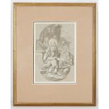 Attributeed to Sebastiano Conca 1680-1764, 'Madonna and Christ', en grisaille study on grey, 25.5