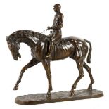 After J.P. Mene, a bronze equestrian group, horse and jockey