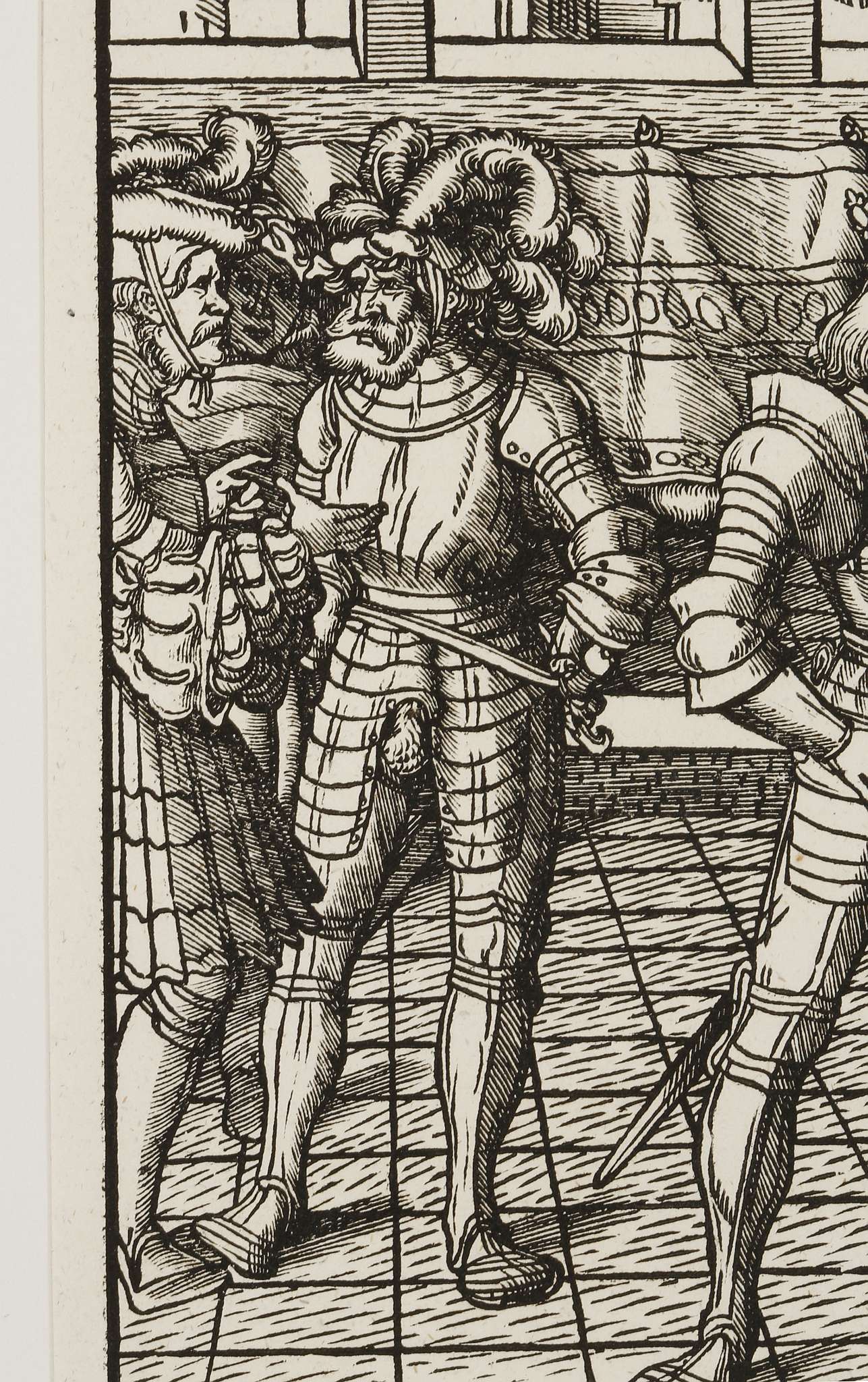 Maximilliam meeting Henry VIII at Tournai, original woodcut form the 'Weisskonig', Pl 204 from the - Image 5 of 7