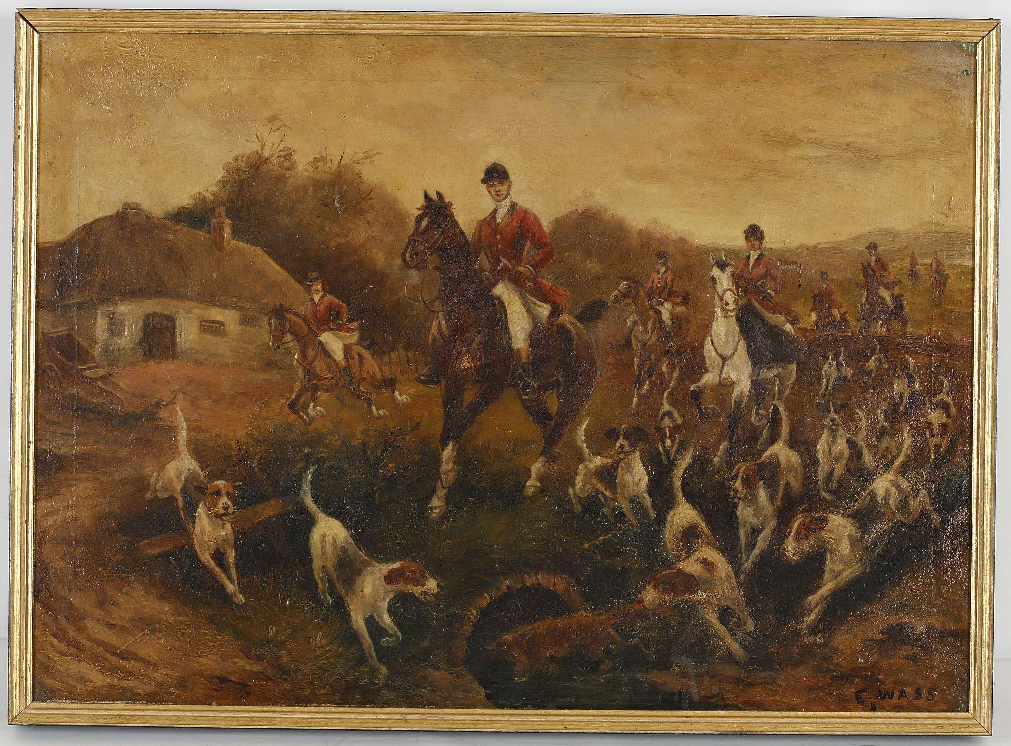 E. Wass, late 19th Century English, a set of four oil on canvas hunting scenes, each one signed, all - Image 13 of 23