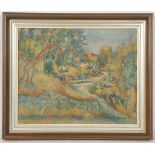 20th Century French School, c.1950, a southern landscape, oil on canvas, signed indistinctly lower