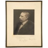 Sir Edward William Elgar 1857-1934, a rare signed and inscribed silvered photogravure print, 'To W.
