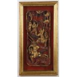 A 19th Century Chinese carved pictorial panel, later framed