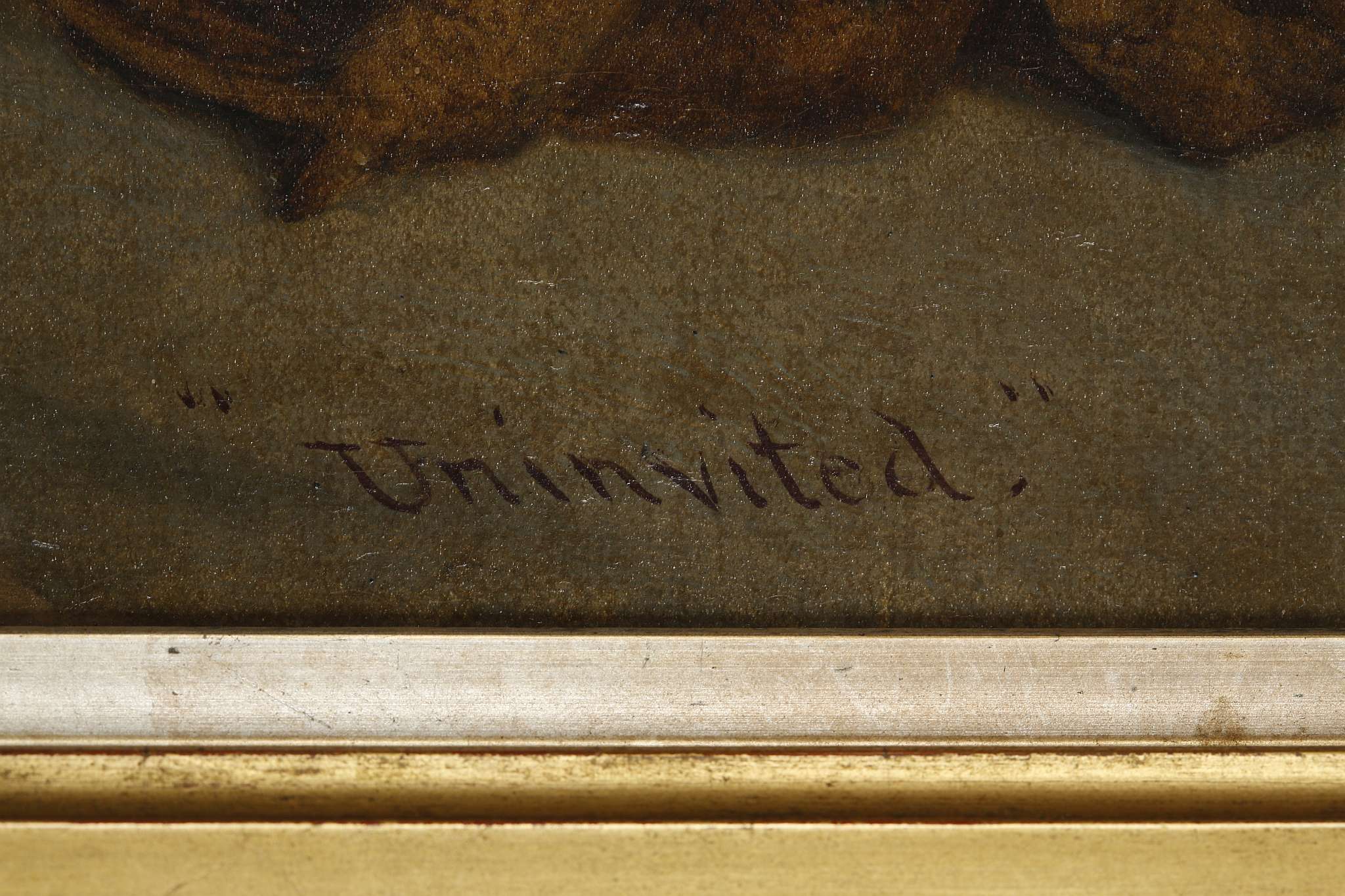Robert Nightingale 1815-1895, 'Uninvited', oil on - Image 3 of 8