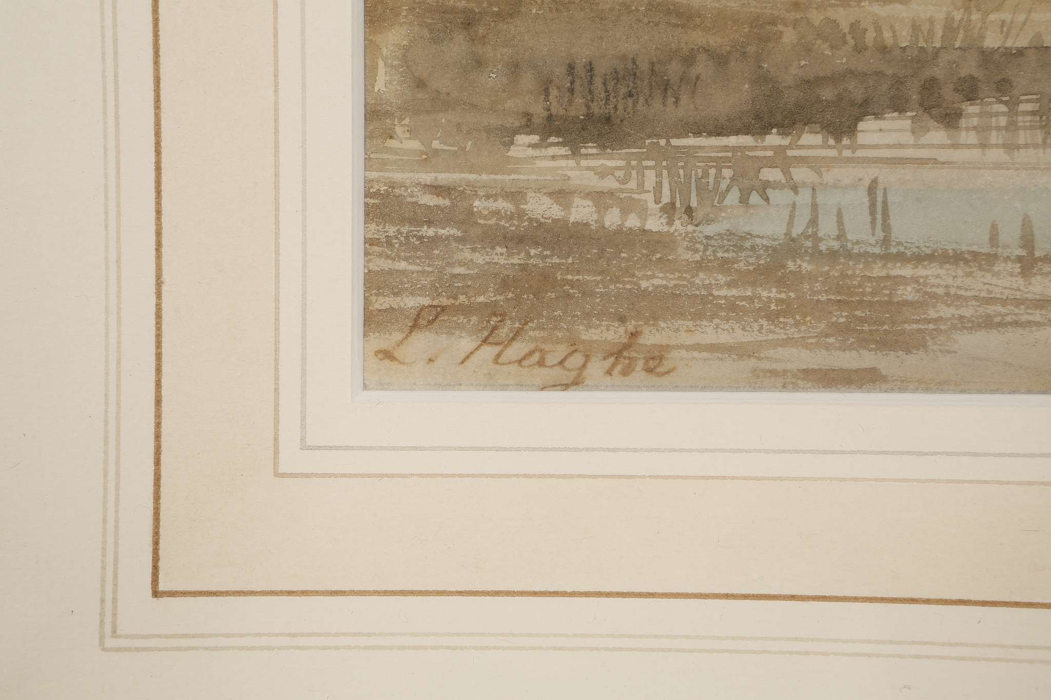 Louis Haghe 1806-1885, 'A Village in the Landscape', watercolour, signed lower left, mounted and - Image 5 of 7
