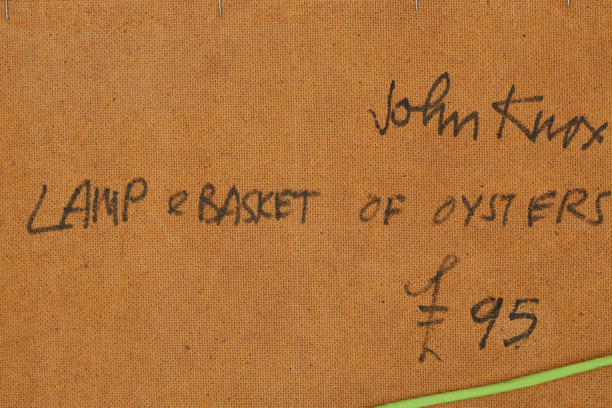 Jack (John) Knox 1936-2015, Scottish School, 'Lamp & Basket of Oysters', charcoal, inscribed, and - Image 7 of 7