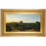 Edward John Niemann 1813-1876, 'Hunters in the Landscape', panoramic oil  on canvas, signed lower