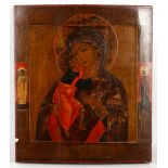 A 19th Century Madonna and Child icon, 'Loving Kiss', (Russian), two 19th Century provincial Russian