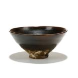 A CHINESE JIANYAO TEABOWL.  Song. Of conical form, supported on a slightly flaring footring, and