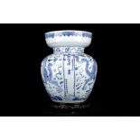 A LARGE CHINESE BLUE AND WHITE INSCRIBED DRAGON CE