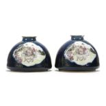 A PAIR OF POWER BLUE WATER POTS. Early 20th Century. Each with quatrefoil panel of boys at play, 5.