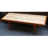 A 1970's teak wood coffee table, having onyx top